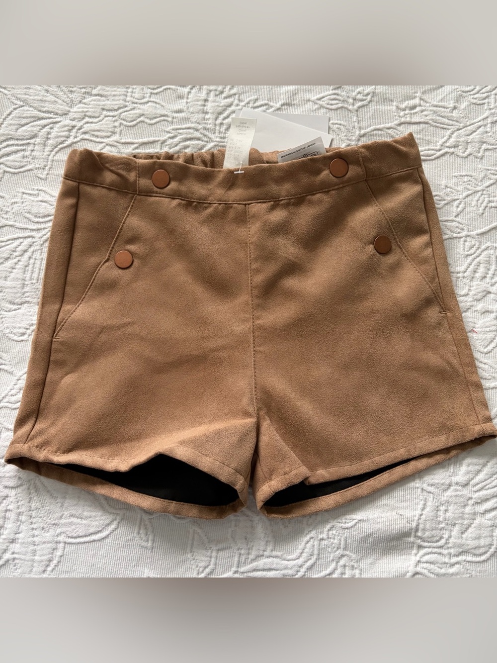 H&m Girls 3T Suede-Look Tan Shorts new